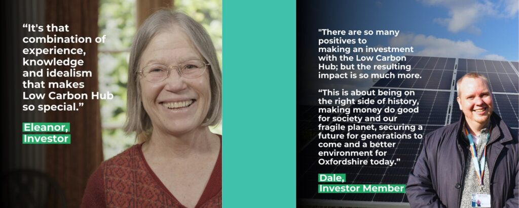 Quotes from two investor in Low Carbon Hub projects